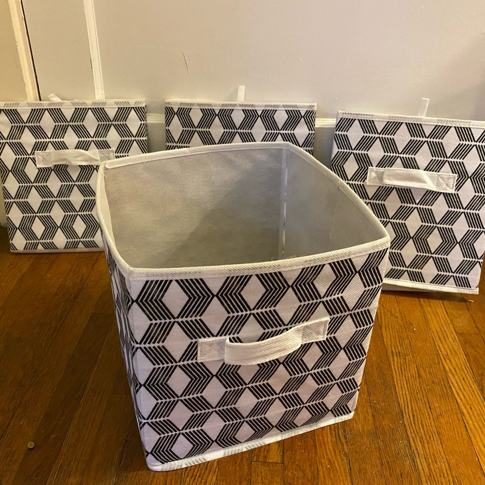 Black&White fabric cube storage bins